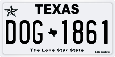 TX license plate DOG1861