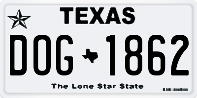 TX license plate DOG1862