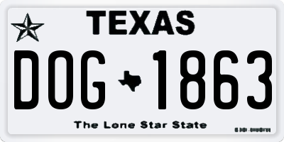 TX license plate DOG1863