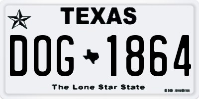 TX license plate DOG1864
