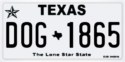 TX license plate DOG1865