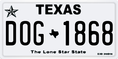 TX license plate DOG1868