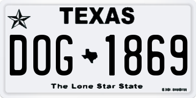 TX license plate DOG1869