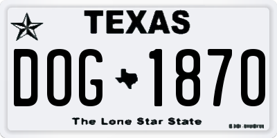 TX license plate DOG1870