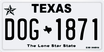 TX license plate DOG1871