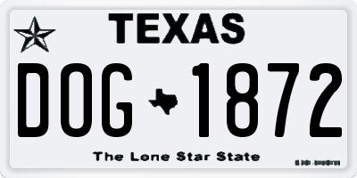 TX license plate DOG1872