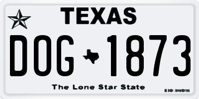 TX license plate DOG1873