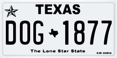 TX license plate DOG1877