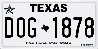 TX license plate DOG1878