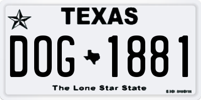 TX license plate DOG1881