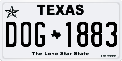 TX license plate DOG1883