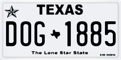 TX license plate DOG1885