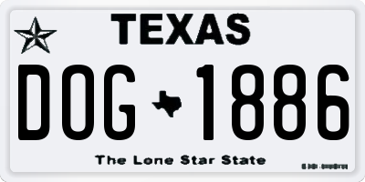 TX license plate DOG1886