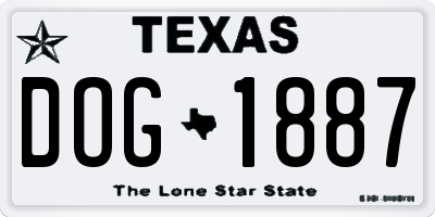 TX license plate DOG1887