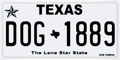 TX license plate DOG1889