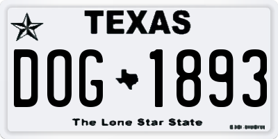 TX license plate DOG1893