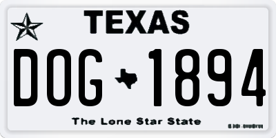 TX license plate DOG1894