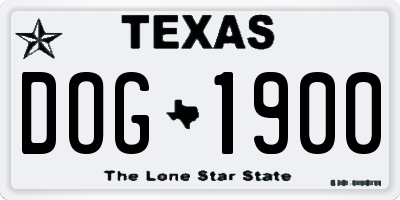 TX license plate DOG1900