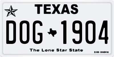 TX license plate DOG1904