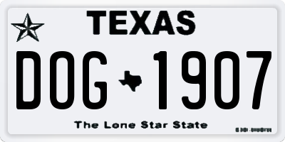 TX license plate DOG1907