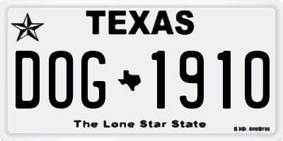 TX license plate DOG1910