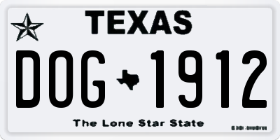 TX license plate DOG1912