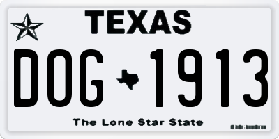 TX license plate DOG1913