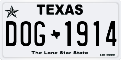 TX license plate DOG1914