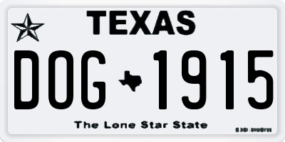 TX license plate DOG1915