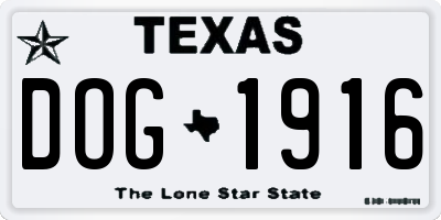 TX license plate DOG1916