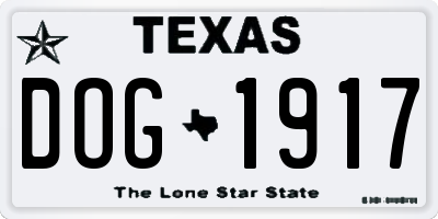 TX license plate DOG1917