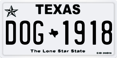 TX license plate DOG1918