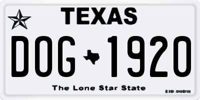 TX license plate DOG1920