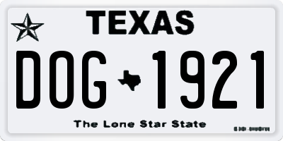TX license plate DOG1921