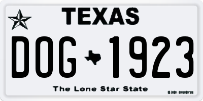 TX license plate DOG1923