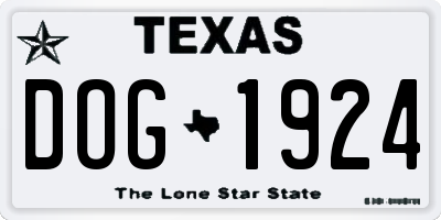 TX license plate DOG1924