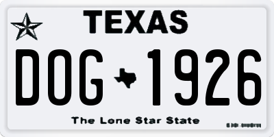 TX license plate DOG1926