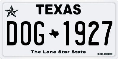 TX license plate DOG1927