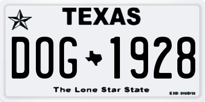 TX license plate DOG1928