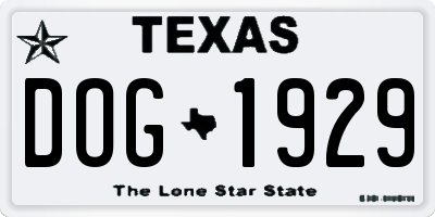 TX license plate DOG1929