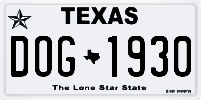 TX license plate DOG1930