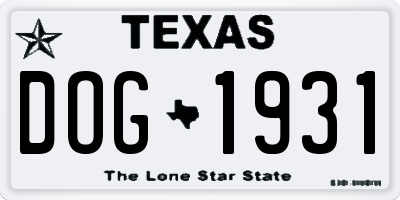 TX license plate DOG1931