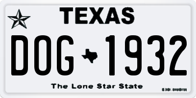TX license plate DOG1932