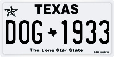 TX license plate DOG1933