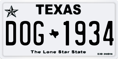 TX license plate DOG1934