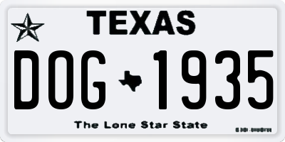 TX license plate DOG1935