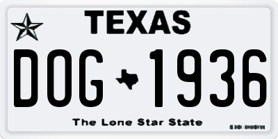 TX license plate DOG1936