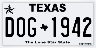 TX license plate DOG1942