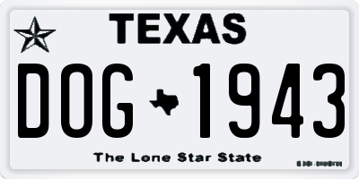 TX license plate DOG1943