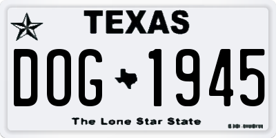 TX license plate DOG1945